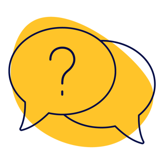 Message bubble with a question mark inside